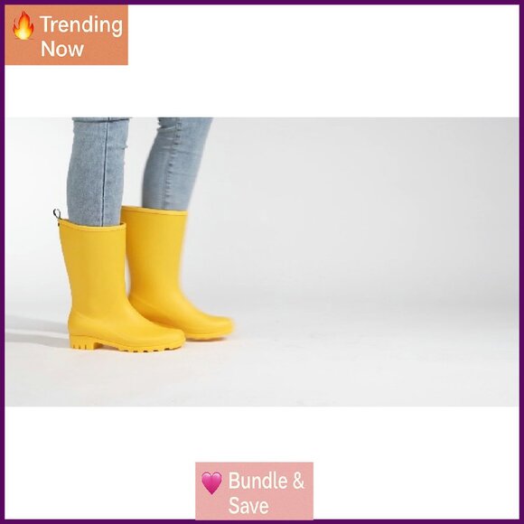 Women's Wide Calf Rain Boots Waterproof PVC Outdoor Gardening Work Shoes - Picture 8 of 8